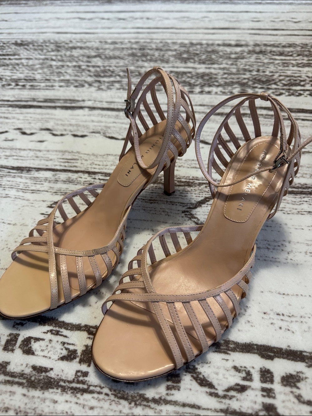 ANTONIO MELANI Nude Blush Strappy High Heel Sandals